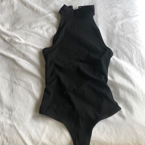 Ribbed halter neck bodysuit
